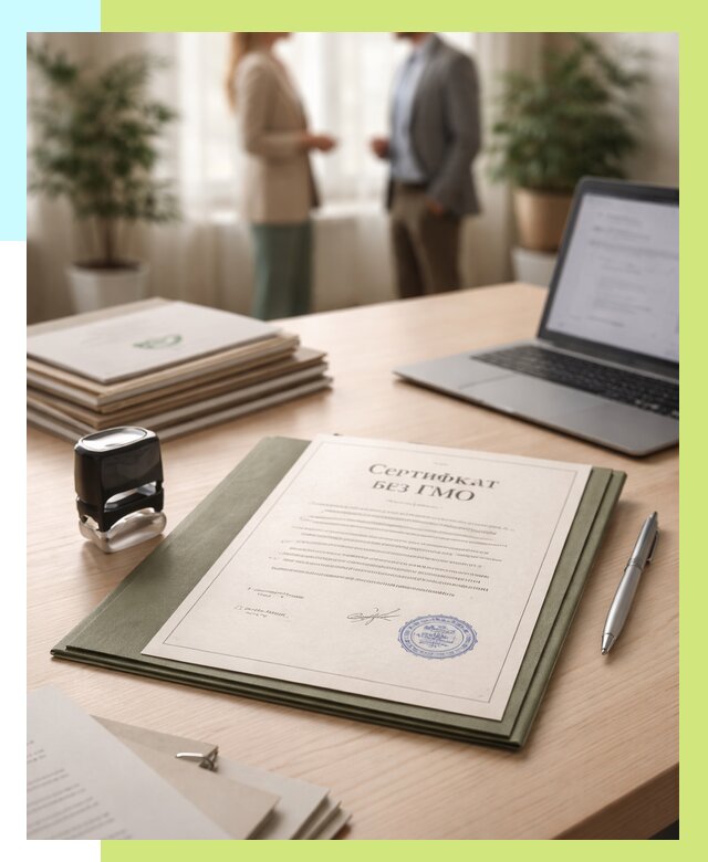 Сертификат без ГМО в Каменке от 7586 р. оформить срочно Алешин-Кам